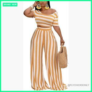 Polyester Spandex Backless Crop Top High Waist Wide Leg Pant Set